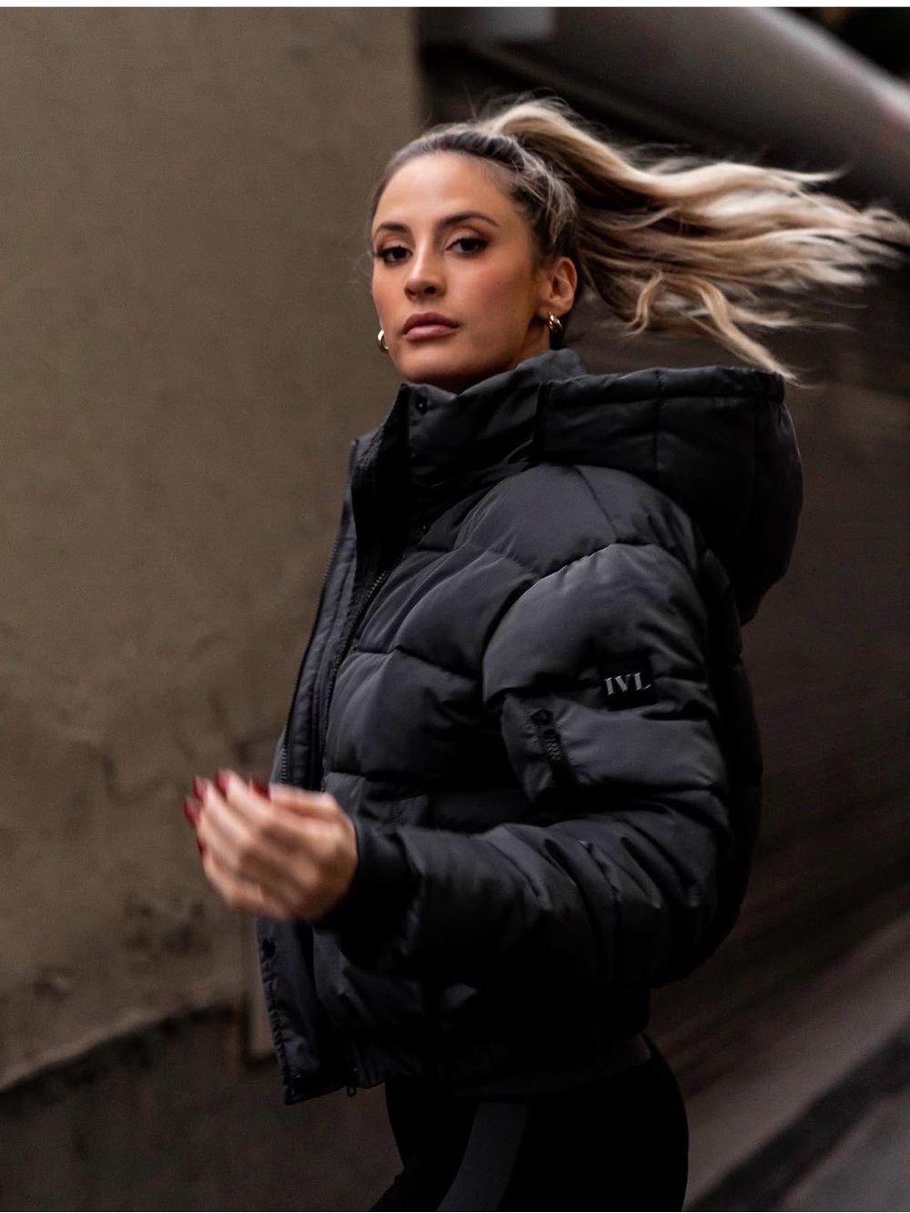 Women's Insulated Black Puffer Jacket with Hood